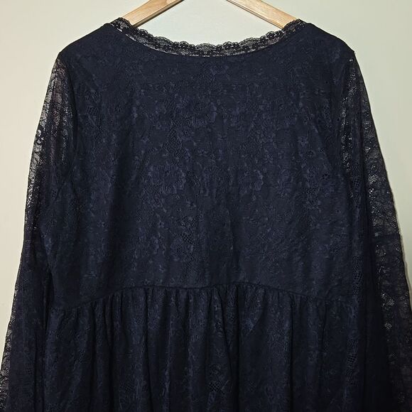 Torrid Bell Sleeve Babydoll Top Lace Black whimsigoth Witchy Stevie Nicks Goth - Picture 13 of 16